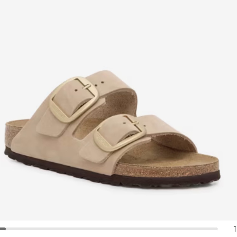 Birkenstock Arizona Big Buckle Sandals Nubuck Leather Ecru